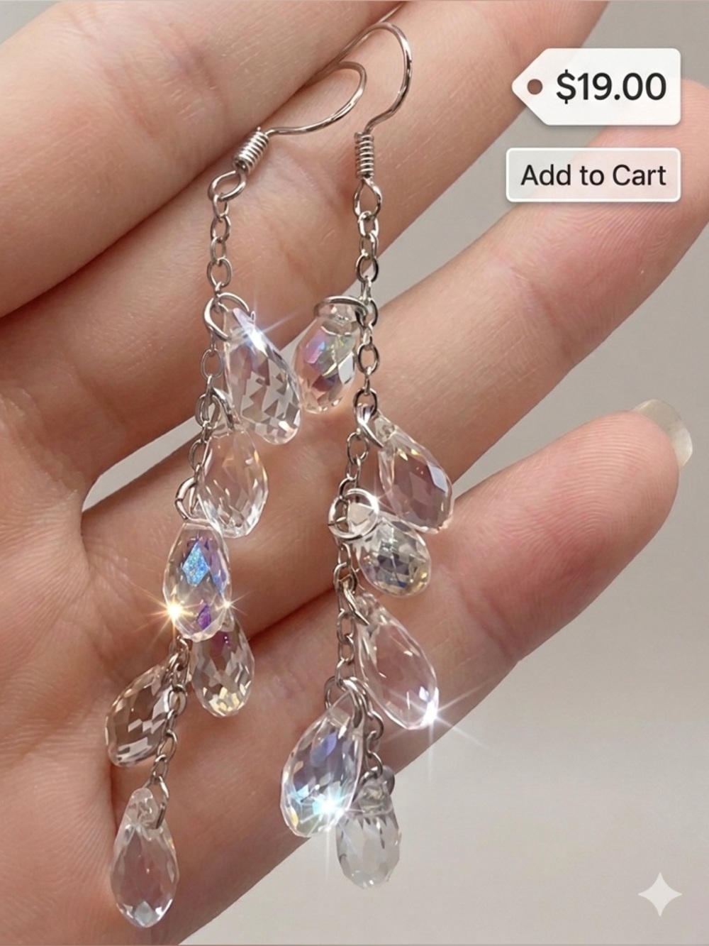 Crystal Teardrop Dangle Earrings